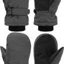SATINIOR Kids Snow Mittens Waterproof Winter Ski Gloves Warm Thicken Snow Gloves for Girls Boys (5-8 Years, Carbon Ash)
