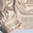 RoseSeek Women's Elegant Satin Tops Ruched Front Long Sleeve Shirts Dressy Blouses Fall Outfits (White, M)