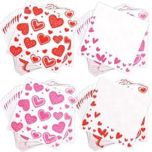 Fancy Land Valentines Napkins 100 Pcs Disposable Heart Napkins Wedding Anniversary Paper Dinner Napkins 2 Ply Valentine Napkin Party Supplies