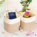 MINTWOOD Design 3-Pack 11x11in Woven Cube Storage Bin and Shelf Baskets, Cute Decorative Square Organizer for Closet, Classroom, Bathroom, Dog and Cat Toys, and Books, Light Brown