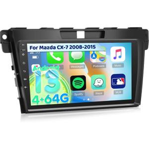 [4+64G] NHOPEEW Car Stereo for Mazda CX7 CX 7 CX-7 2007-2015 with Wireless Carplay and Android Auto - 9 Inch 1280 * 720 HD Touchscreen Android Car Radio - AI DSP/WiFi/GPS/SWC + AHD Backup Camera