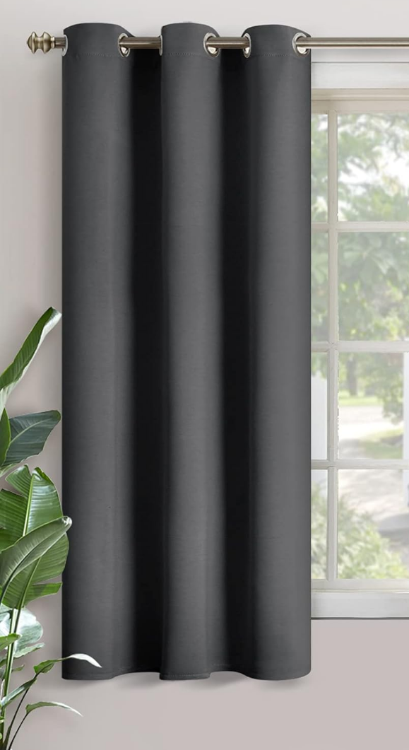 Blackout Curtains for Bedroom 50 Inches Long - Insulated Room Darkening Window Drapes with Grommet for Living Room Kids Energy Saving Thermal Curtain, 1 Panel, 30 x 50 Inch, Dark Grey