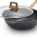 GreenLife Arte 5.1QT 12 Wok, Healthy Ceramic Nonstick, Induction Suitable, Non Toxic PFAS & PFOA-Free, All in One Multi-Purpose Cooking, Fry, Boil, Stay Cool Handles, Dishwasher Safe, Speckled Black