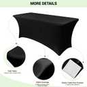 Obstal 4ft Stretch Spandex Table Cover - 4 Pack Universal Rectangular Fitted Tablecloth Protector for Wedding, Banquet and Party, Black