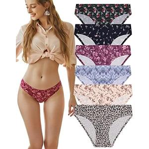 FINETOO 5 Pack Women’s Seamless Hipster Underwear No Show Panties Invisibles Briefs Soft Stretch Bikini Underwears M