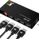1x4 HDMI Splitter 4K@60Hz 4:4:4 | EDID Management | Works with Xbox/PS5/PS4/Nintendo Switch/Blu-Ray Player | Dual Monitor Setup for Gaming/Home Theater/Office (1 Input, 4 Outputs)