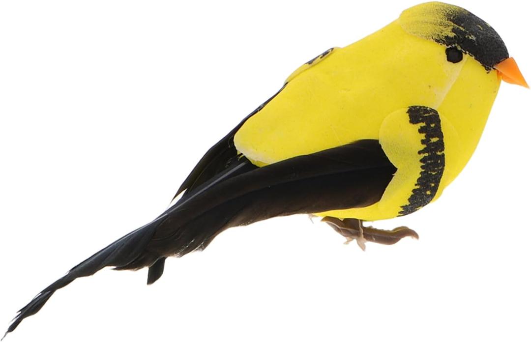 6PCS Small Artificial Birds 3.5" Yellow Bird Oriole Finches Ornament for Christmas Tree Decoration Wreaths Craft Seasonal Winter Displays (Claw)