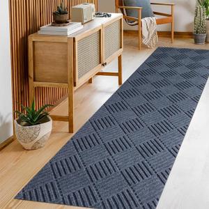 Runner Rug Non Slip, 2FT x 6FT Washable Area Rug Indoor Outdoor Rubber Back Carpet Mat for Hallway Kitchen Entryway Laundry Room Foyer Balcony Living Room, Grey