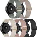 5 Pack Stretchy Nylon Watch Bands Compatible with Garmin Vivoactive 5/6/Forerunner 55/165,20mm Soft Elastic Fabric Adjustable Replacement Sport Straps for Garmin Venu Sq 2 Women Men (black/starlight/rose pink/cactus/stone)