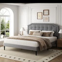 HAOARA King Size Bed Frame, King Size Platform Bed Frame with Upholstered Button Tufted Headboard, Strong Wood Slats, No Box Spring Needed, Mattress Foundation, Easy Assembly Grey