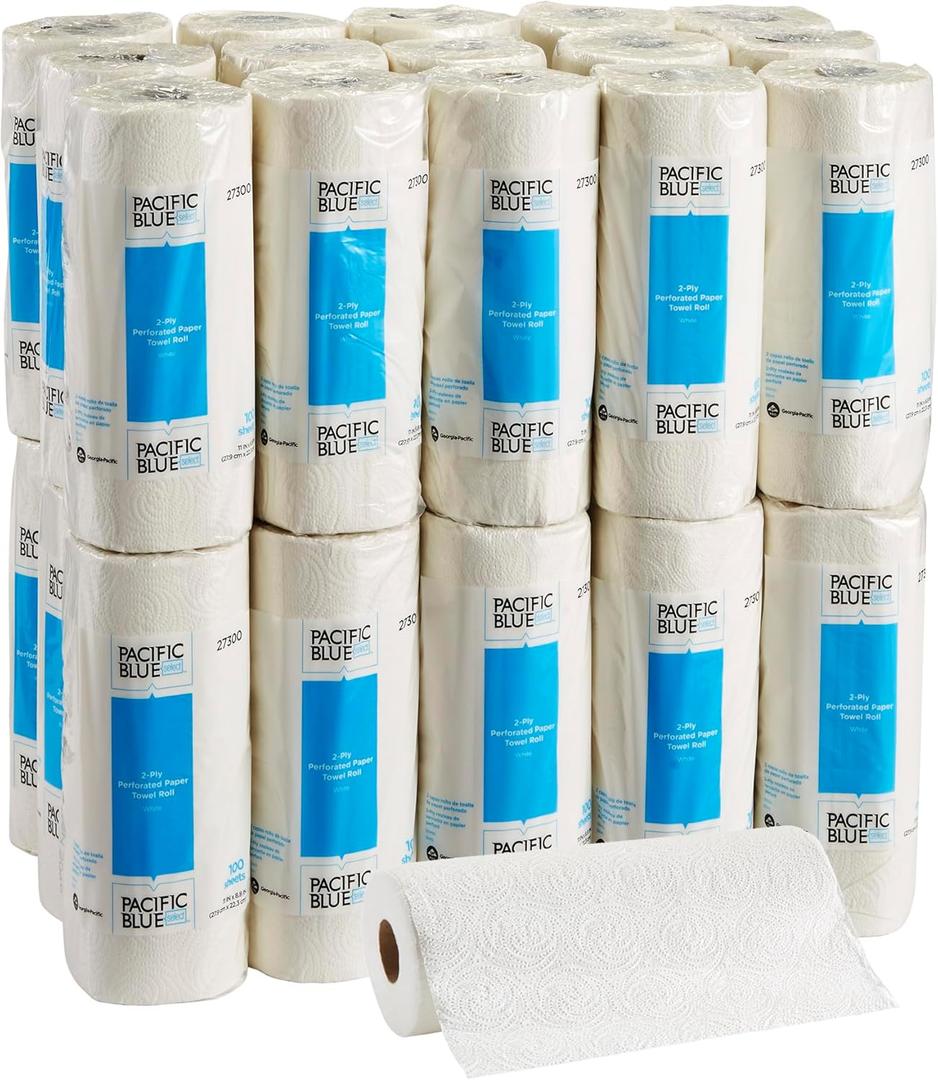 Georgia-Pacific Pacific Blue Select 2-Ply Perforated Roll Paper Towels by Georgia-Pacific Pro, 100 Sheets Per Roll, 30 Rolls Per Case,white - 27300
