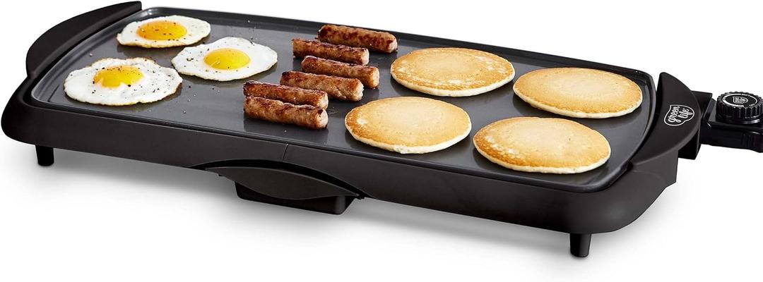GreenLife 20 Extra Large Electric Griddle, Non-Toxic PFAS & PFOA-Free Ceramic Nonstick, Temperature Control, Quick Even Heating, Removable Drip Tray, Pancakes, Eggs, Sausage, Easy Clean, Black