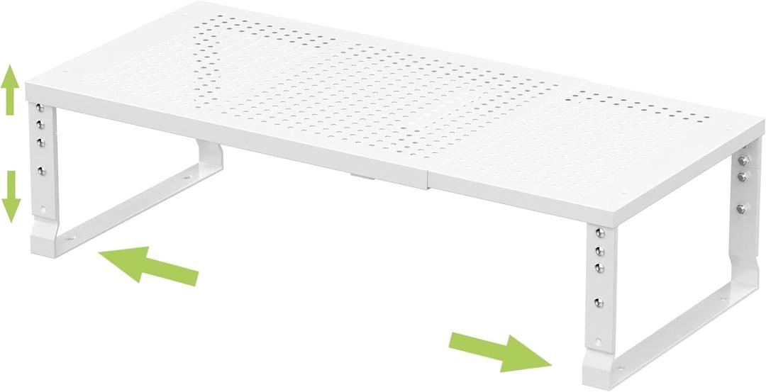 Expandable Adjustable Stackable Kitchen Organizer, Spice Rack,Metal Pantry Storage Shelves Racks,Counter Shelf for Cabinets, Countertop, Cupboard(1 Pack/Medium/White)
