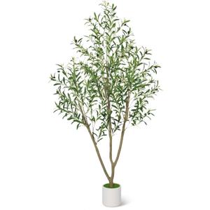 Timoo Faux Olive Tree 6FT Tall Olive Trees Artificial Indoor with White Planter, Artificial Plants Indoor Faux Tree with Realistic Leaves and Lifelike Fruits, Fake Plant for Home Office Decor