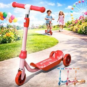 Kids Scooter Ages 3-7 - Three Wheel Preschool Toddler Kick Scooters,Safer Steering,Light Up Wheels, Adjustable Handlebar, Wide Anti-Slip Deck, Birthday for Boys Girls - Blue