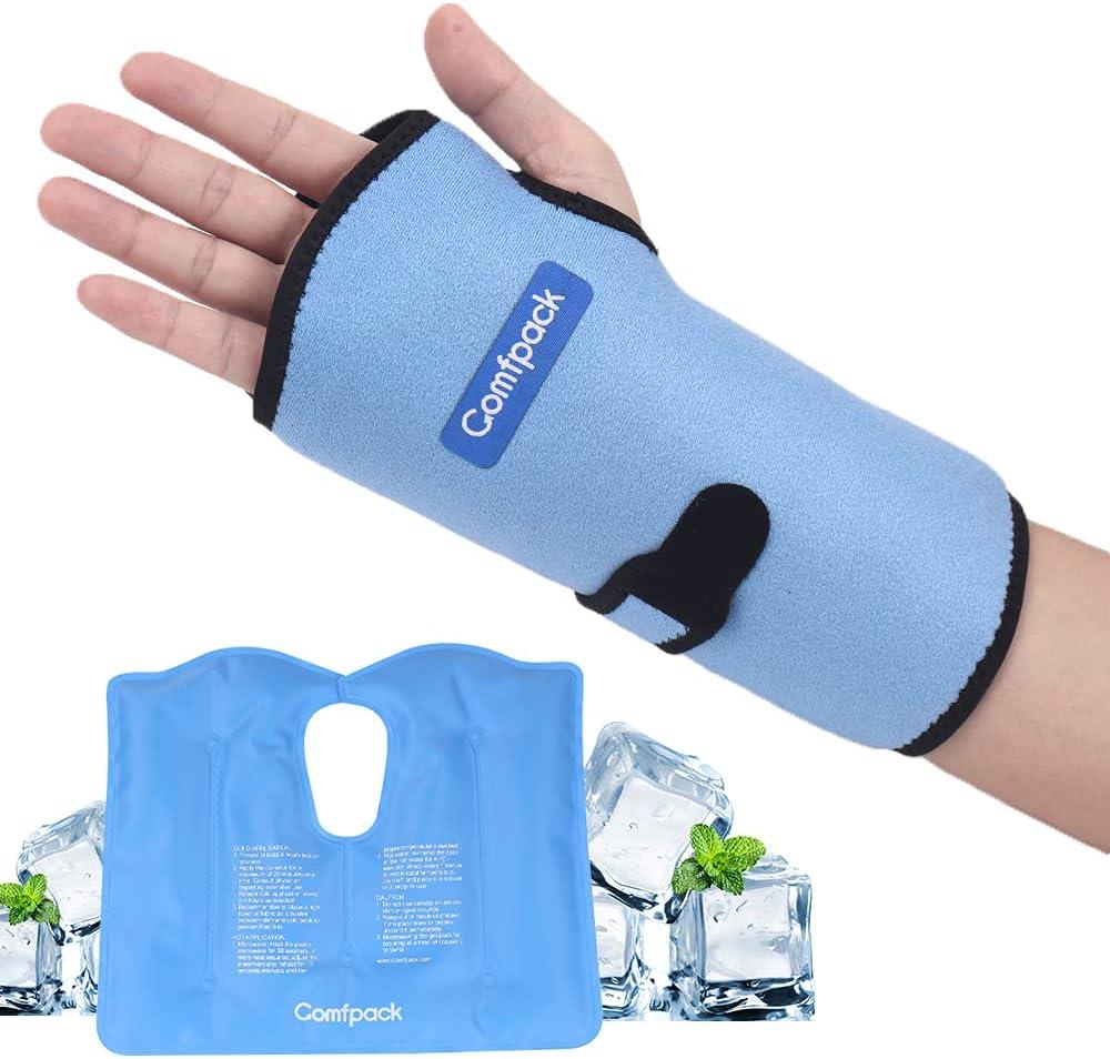 Wrist Ice Pack Wrap for Carpal Tunnel Relief, Ice Wrist Brace with Gel Pack for Hand Pain Relief, Cold Compression Wrist Ice Pack for Tendonitis, Sprain, Arthritis, Swelling (Blue)