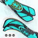 Greatever Snorkel Fins Adjustable Buckles Open Heel Swim Flippers Travel Size Short Swim Fins for Snorkeling Diving Swimming Adult Men Women's Green, S/M (Adult US Size 4.5-8.5)