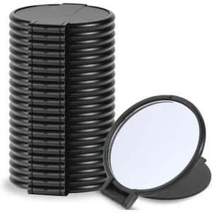 DIVINA VITAE 24Pcs Small Compact Mirror 2.36 Inch Mini Mirror Bulk Round Makeup Mirrors for Purse, Folding Pocket Mirrors for Women Travel Daily Use(Black)