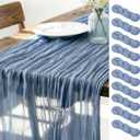 Blue Cheesecloth Table Runner Fall Boho Wedding Birthday Home Decor, 10ft 10Pack