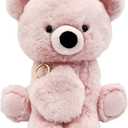 Holiday Home 10-Inch Plush Bear with Keychain - Light Pink