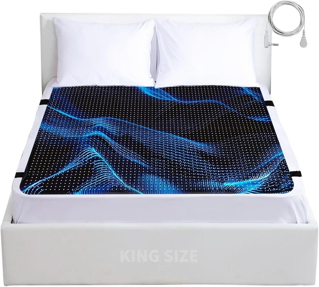 Grounding Mat for Bed, OuDilee Grounding Sleeping Mat King Size, Anti-Slip Earthing Pad with Grounding Cord for Relieve Pain & Better Sleep (King)