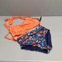Tempt Me Women Two Piece Vintage Swimsuit Retro Halter Ruched High Waist Bikini with Bottom (Medium, Orange Flowers)