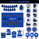 Graduation Decorations 2026 Blue Themed Set, Congrats Grad Banner Class of 2026 Backdrop Balloons and Streamers Kit High School and College Graduation Party Supplies