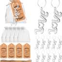50Pieces Love Bottle Openers with Keychain/Keyrings and Thank You Tags Great Gifts for Wedding or Bridal Shower Favors, Valentines Party Souvenirs to Guests (silver)