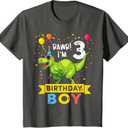 Kids 3 Year Old Boy 3rd Birthday Boy T Rex Dinosaur T-Shirt, Size 3T