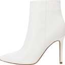 Ankle Boots for Women Stiletto High Heel Pointed Toe Boots with Zipper (7, White Matte)