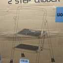 GOLYTON Folding 2-Step Ladder with Anti-Slip Platform and Handrail, Heavy Duty Steel, 500 lbs Capacity, Compact Portable Step Stool for Home, Kitchen & Office Use, Grey
