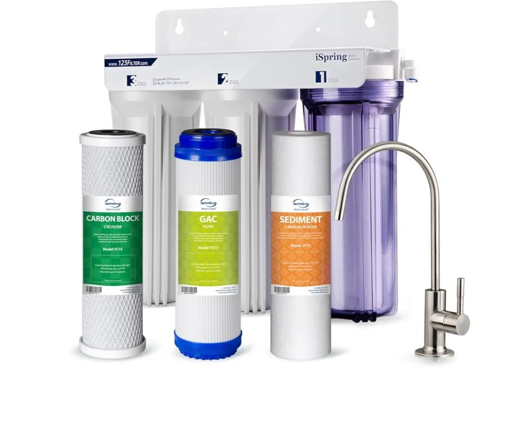iSpring US31 Classic 3-Stage Under Sink Water Filtration System for Drinking, Tankless, High Capacity, Sediment + GAC + Carbon (Newest Version)