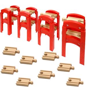Wooden Train Bridges, Bridge Support, Wooden Train Track Accessories, Train Tracks Compatible with All Major Brands, Wood Toys for Girls & Boys