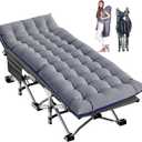 LILYPELLE Oversized XXL Folding Camping Cot, 78" L x 32" W x 18" H Heavy Duty Sleeping Cots with Carry Bag, Double Layer Oxford Portable Travel Camp Cots for Home, Office Nap and Outdoor Beach