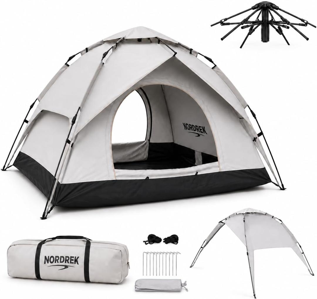 Pop Up Camping Tent with Screen Porch, 3 Person,4-Season Waterproof, One Size
