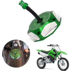 JFG RACING Dirt Bike Gas Cap,Motorcycle Gas Fuel Tank Cap with Breather Valve CNC for KX85 KX100 KX250 KX250F KX450F KX450 KLX450R KLX 110 KLX110 Dirt Pit Bike Green