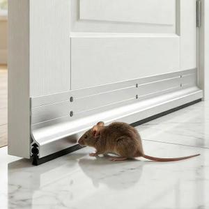 4pcs Metal Door Draft Stopper 36 Inch Aluminum Mouse Bottom Mice Seal Strip Rodent Proof Door Sweep Noise Blocker Door Silver