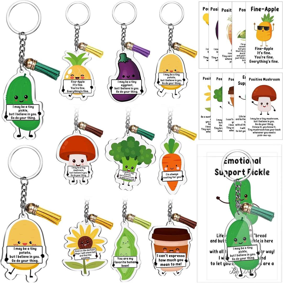 Siifert 50 Sets Positive Vegetable Keychains Appreciation Graduation Gifts for Nurse Teachers Employee Coworkers Lunch Lady Gifts