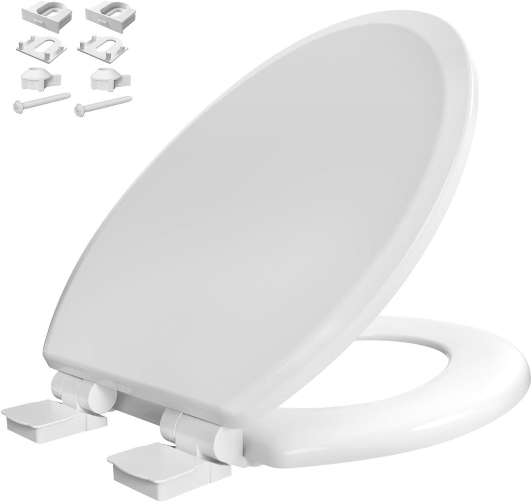 Toilet Seat with Soft Close, Fits All Standard Elongated Toilets