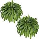 Artificial Ferns for Outdoors & Indoors, 51" Fake Ferns Artificial Plants Large with 66 Fronds, 2 Packs Faux Fern Greenery for Porch Windowsill Garden Planter Home Office Decor, Potted or Hanging
