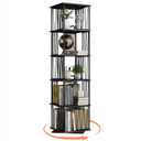 Aylenic Black Rotating Bookshelf Tower 360° 5 Tier Tall Revolving Bookcase