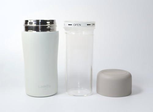 7oz/200ml Stainless Steel Vacuum Insulated Water Bottle with glass liner inside,glass lined thermos for Coffee Hot drink and Cold drink water flask(Stone Grey)