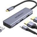 USB C Dual HDMI Adapter for 2 Monitors, Newmight 4-in-1 USB C to Dual Monitor HDMI Splitter, Supports Single 4K 60Hz and Dual 4K 30Hz, 100W PD, USB-A Port for MacBook, HP, Dell, iPhone 15/16 Series