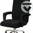 Turquoize Stretchable Chair Cover for Computer Chair, Large Office Chair Cover with Armrest Covers, Jacquard Boss Chair Cover, High Back, Washable, Large, Black