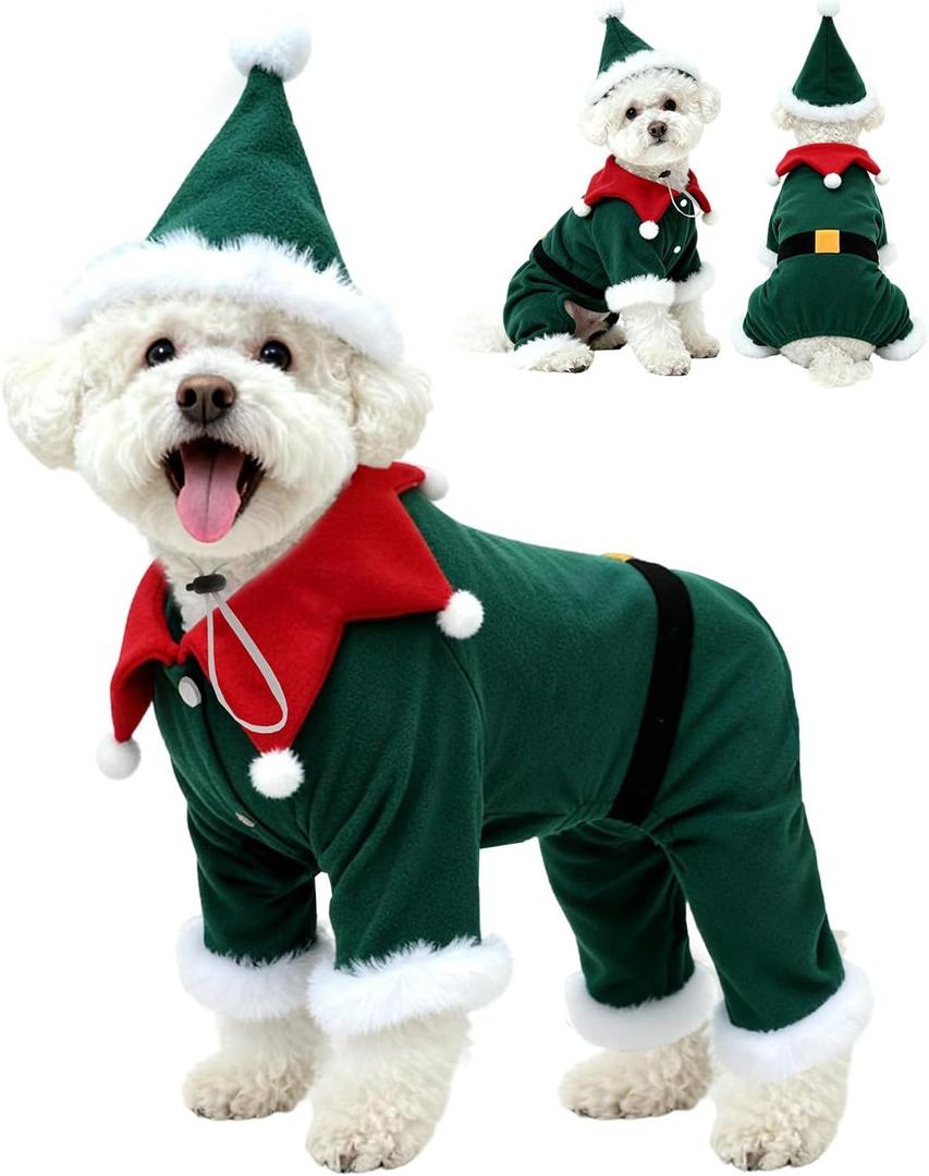 CuteBone Christmas Dog Costumes for Small, Medium, Large Dogs  Elf Pet Cosplay Outfits | Cute Puppy Costume for Holiday Party, Dress-Up, Photo Shoots GBZ07XS