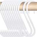 24 Pack 4-1/2 Inch White S Hooks for hanging, Large Vinyl Coated S Hangers Hooks Heavy Duty, Steel Metal Rubber Coated Closet Rod Hooks for Hanging Jeans Clothes Plant Pot Pan Cup Bathrooms Towel Robe