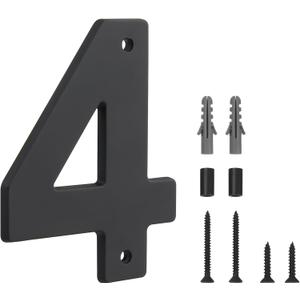 HASWARE Floating House Number Sign for Home - 5 Inch Modern Numerous Easy DIY Installation for Post Street (Black, 4)