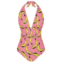 Vintage Swimwear for Women One Piece Bathing Suit for Women V Neck Swimsuit Women Tummy Control,Pink, 

Size 2XL