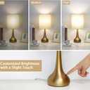 Set of 2 Bedside Touch Lamps, 16 Inch Dimmable Small Nightstand Lamp, Night Light Lamp Simple Touch Table Lamp with Brass Metal Base for Living Room Bedroom Office, A19 3000K Led Bulb Included