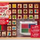 Melissa & Doug Wooden Stamp Set, Favorite Things - 26 Wooden Stamps, 4-Color Stamp Pad